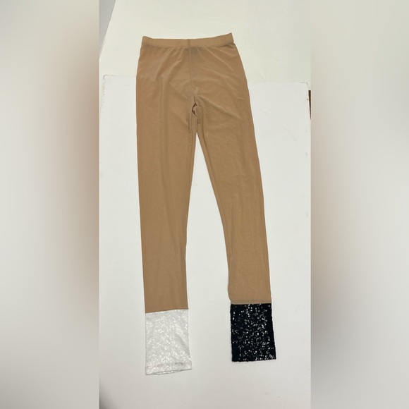 NWOT ⚜️🤍🤎🖤⚜️ Costume dept. mesh see through nude leggings sequin bottoms - Picture 10 of 10